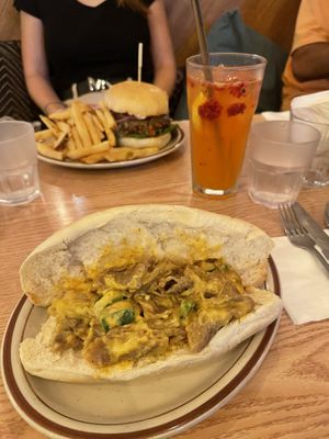 Burger, Fries, Philly Cheesesteak Sandwich and the drink were amazing !  at Plant Cafe & Kitchen - Itaewon in Seoul