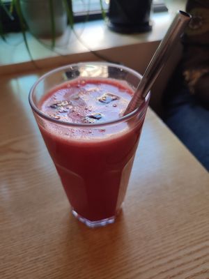 Juice with beetroot and other fruit and veggies (I forgot but it was really good) at Plant Cafe & Kitchen - Itaewon in Seoul