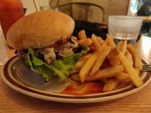 Mushroom burger at Plant Cafe & Kitchen - Itaewon in Seoul