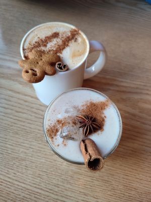 Egg Nog and gingerbread latte at Plant Cafe & Kitchen - Itaewon in Seoul