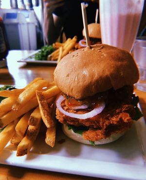Chicken burger (2019) All i remember was it was so yummy but had a kick to it so i think it was the buffalo chicken burger or something along those lines. at Plant Cafe & Kitchen - Itaewon in Seoul