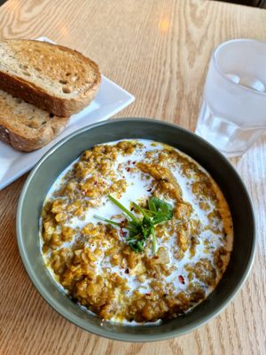Lentil dahl curry with rye bread😋 at Plant Cafe & Kitchen - Itaewon in Seoul