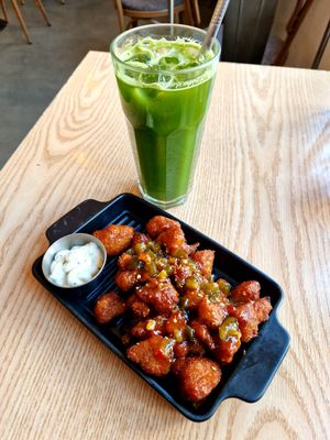 Cauliflower wings and Green juice😍 at Plant Cafe & Kitchen - Itaewon in Seoul