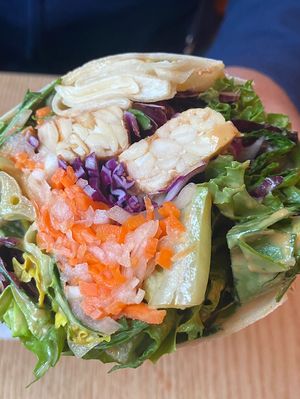 The new tempeh peanut crunch wrap tastes great!!  at Plant Cafe & Kitchen - Itaewon in Seoul