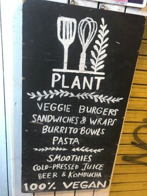 sign out in front at Plant Cafe & Kitchen - Itaewon in Seoul