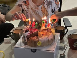 We celebrate my friend’s birthday with cakes from Plant. GF & other pieces. 10 pieces are on the promotion to get discounted so you can enjoy all different flavors!   at Plant Cafe & Kitchen - Itaewon in Seoul