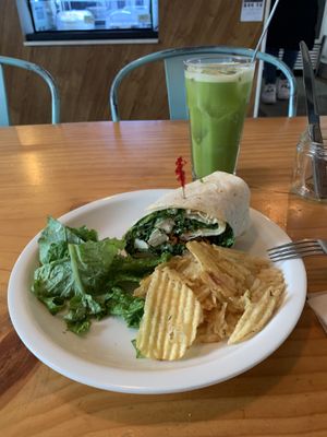 Cesar wrap and green juice at Plant Cafe & Kitchen - Itaewon in Seoul