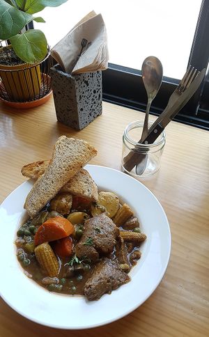 "Irish stew" with beer sauce and mock meat at Plant Cafe & Kitchen - Itaewon in Seoul