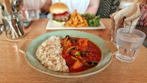 Tomato Stew and the mushroom burger. Sooo good and warming. at Plant Cafe & Kitchen - Itaewon in Seoul