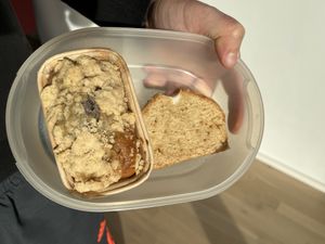 Strawberry muffin cake (left), lemon muffin cake (right)  at Vary in Leipzig