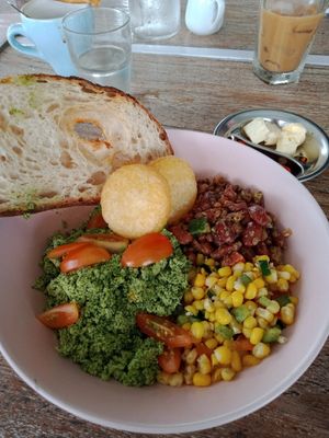 Big breakfast (minus the pancakes) at The Sloth in Canggu