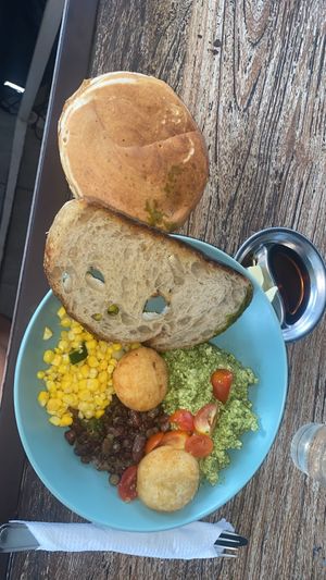 Breakfast platter - amazing!! Maybe ask for a small platter for the pancakes😄 at The Sloth in Canggu