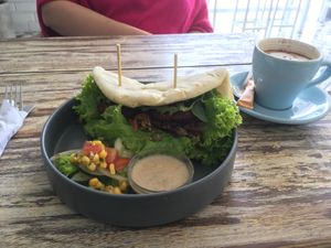 Good plate and coffee at The Sloth in Canggu
