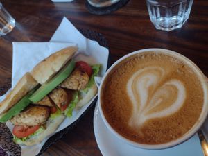 TLT & oatmylk latte. at Rialto in Eyemouth