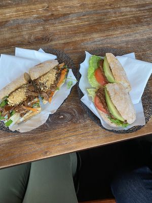 Pulled mushrooms with Asian slaw and Tempa, lettuce and tomato ciabattas   at Rialto in Eyemouth
