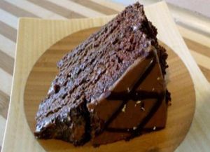 Vegan chocolate cake at Golden Mean in Santa Monica