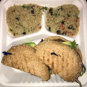 quinoa burger  at Golden Mean in Santa Monica