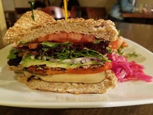 Portobello burger at Golden Mean in Santa Monica
