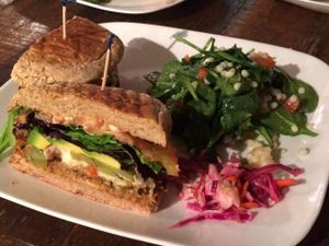 The works burger at Golden Mean in Santa Monica