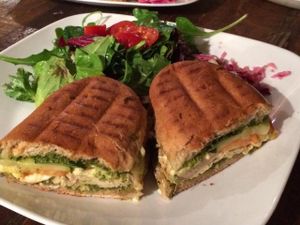 Chicken pesto panini at Golden Mean in Santa Monica