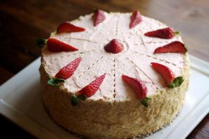Vanilla Strawberry Almond Cake
 at Golden Mean in Santa Monica