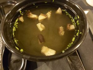 miso soup with lot of nori, shitaki and tofu at Zushi in Trieste