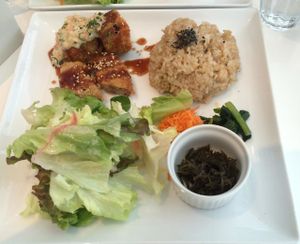 Deep-fried zucchini and seitan with tartar sauce at Hanada Rosso in Tokyo