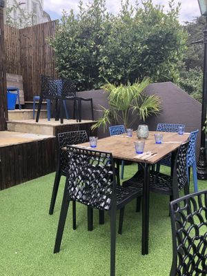 Some seating on the terrace at Urban Garden in Bournemouth
