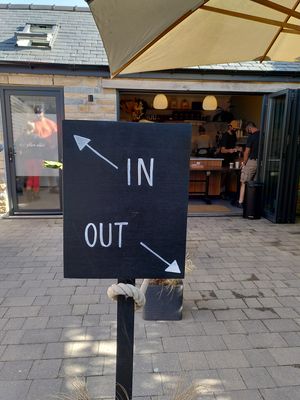 Outside kiosk for coffee and cake at Two Islands Ice Cream in Abersoch