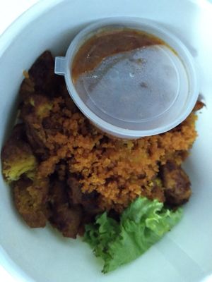 Mock ayam penyet at Warung Ijo in Central Singapore