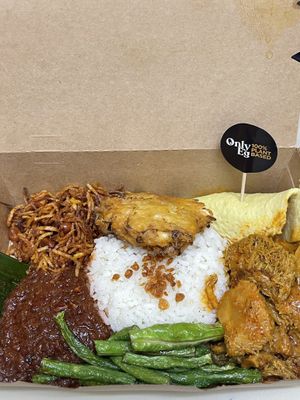 Nasi lemak with vegan egg  at Warung Ijo in Central Singapore