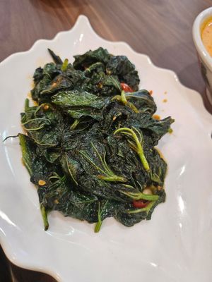 Sambal sweet potato leaves ~ 5/3/24 at Warung Ijo in Central Singapore