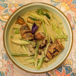 Vegan Green Curry Fish at Warung Ijo in Central Singapore