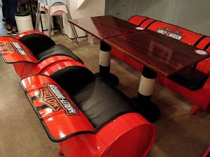 restaurant interior - Harley-Davidison chairs  at Warung Ijo in Central Singapore