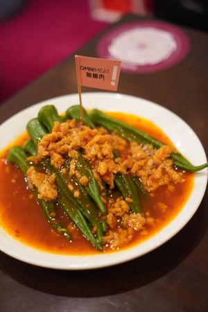 Lady Finger in Balado Omnimeat at Warung Ijo in Central Singapore