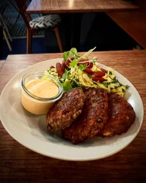 Grøddeller (veggie balls made with porridge )  at GRØD - Vesterbrogade in Copenhagen