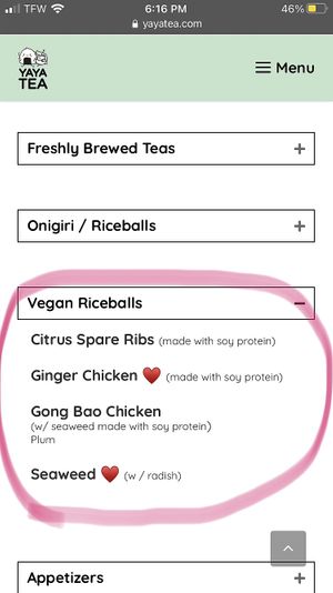 Vegan rice balls  at Yaya Tea in Chapel Hill