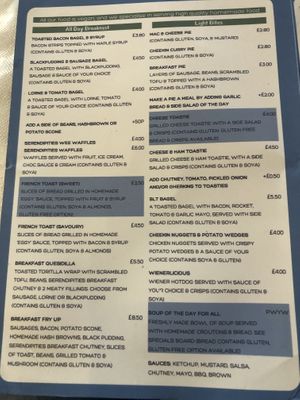 Menu Sept 2021 at Serendipities in Dundee