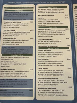 Menu Sept 2021 at Serendipities in Dundee