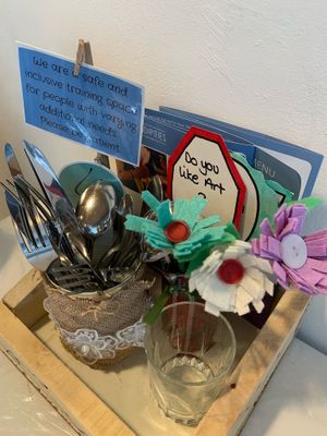 Menus, cue cards for conversations etc  at Serendipities in Dundee