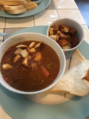Lentil Soup / Croutons / White bread   at Serendipities in Dundee