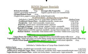 Small amount of Vegan options but worth it! at Rini's in Elmsford