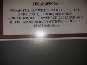 Daily special in restaurant at Red Earth in Mullingar