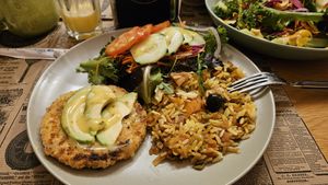 Vegan menu plate  at Celeiro Cafe in Peniche