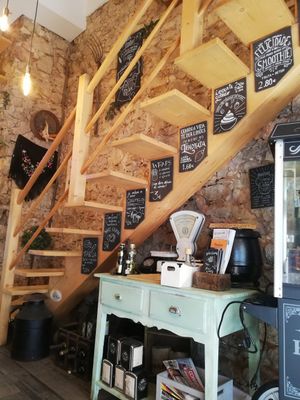 Look at this cute decor! at Celeiro Cafe in Peniche
