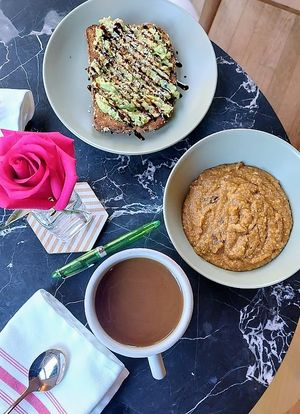 Part of our breakfast, pumpkin grits and avocado toast at Dreamers by DW in Wilmington
