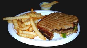 Patty Melt and Fries  at Loving Hut in San Jose