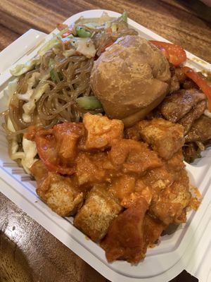 Noodle base  at Loving Hut in San Jose