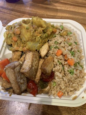 Rice base with curry potatoes   at Loving Hut in San Jose