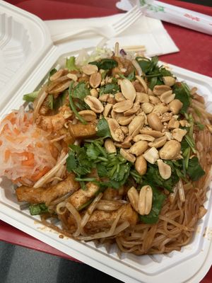 Pad Thai! Container filled to the brim!   at Loving Hut in San Jose